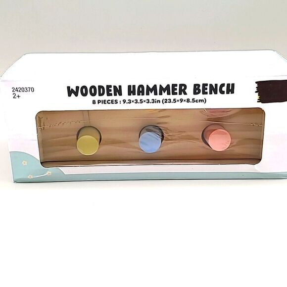 Wooden Hammer Bench for 2+ Kids, it Rolls, NWOT - Picture 1 of 7
